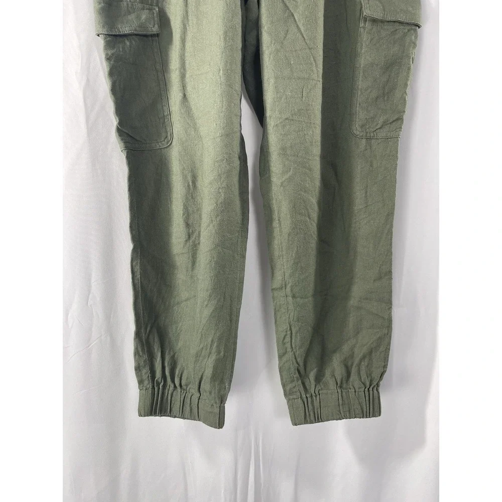 Banana Republic Women's Olive Green Linen Blend Cargo Drawstring Jogger Medium